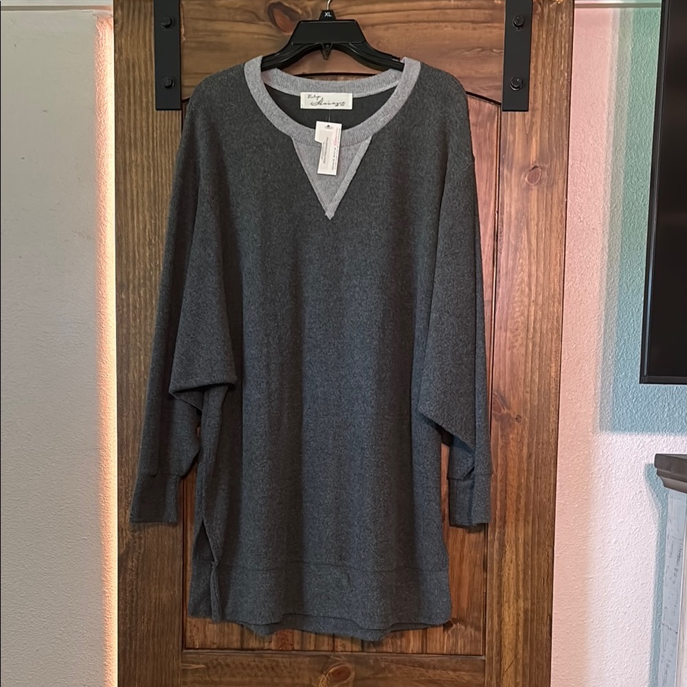Vintage Havana Gray Crewneck Sweater Relaxed Fit